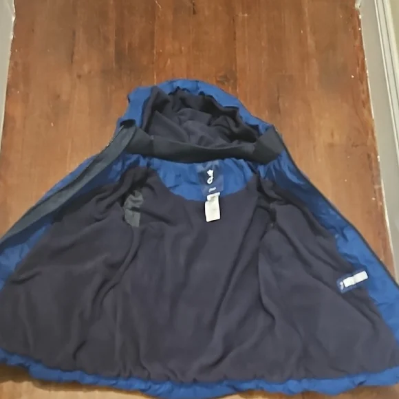 Jacadi Paris Kids Blue Full Zp Long Sleeve Hooded Puffer Jacket Size 10A